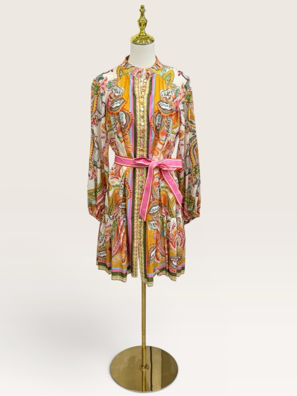 Antonio Melani Brynn Floral Print Dress Mock Neck Long Sleeve Self-Tie Dress SZ4 - Picture 2 of 15